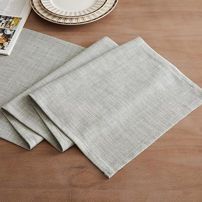 ZeeMart Rustic Cotton Linen Table Runner, 13x72 Inches Light Grey, Farmhouse Style Grey Table Runners 72 Inches Long, Washable Kitchen Dining Table Decoration for Home Party Decor
