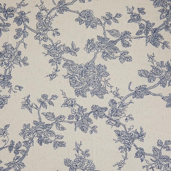 100% Cotton French Pastoral Table Runners, 13x60 Inch Blue Farmhouse Table Runners 60 Inches Long, Vintage Flowers Print Home Decors