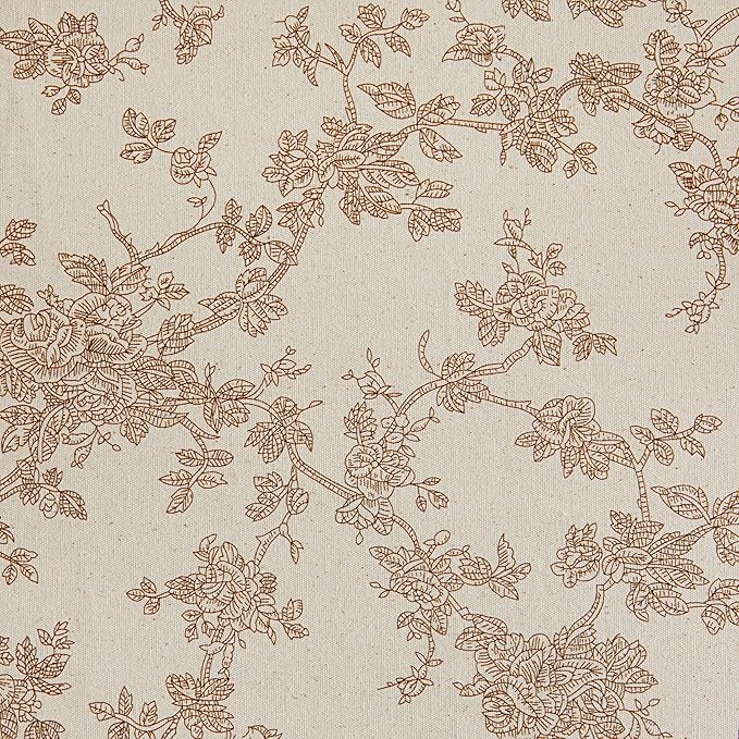100% Cotton French Pastoral Table Runners, 13x108 Inch Brown Farmhouse Table Runners 108 Inches Long, Vintage Flowers Print Home Decors