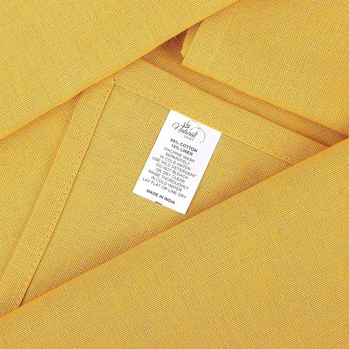 Cloth Napkins Gold Set of 12 Cotton Linen 18x18 Inch - Soft Durable Easter Washable - Ideal for Hotel Farmhouse Party Wedding Dinner Spring Everyday Use Gold Yellow