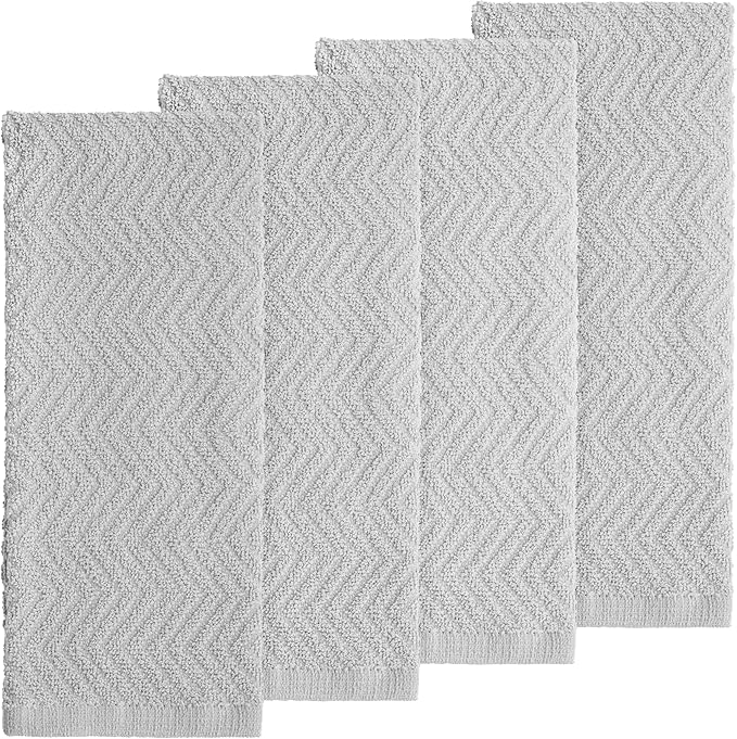 DecorRack 100% Cotton Kitchen Towels, 15" x 25" Absorbent Dish Towels [Premium Quality 400 GSM] Gray (Pack of 4)