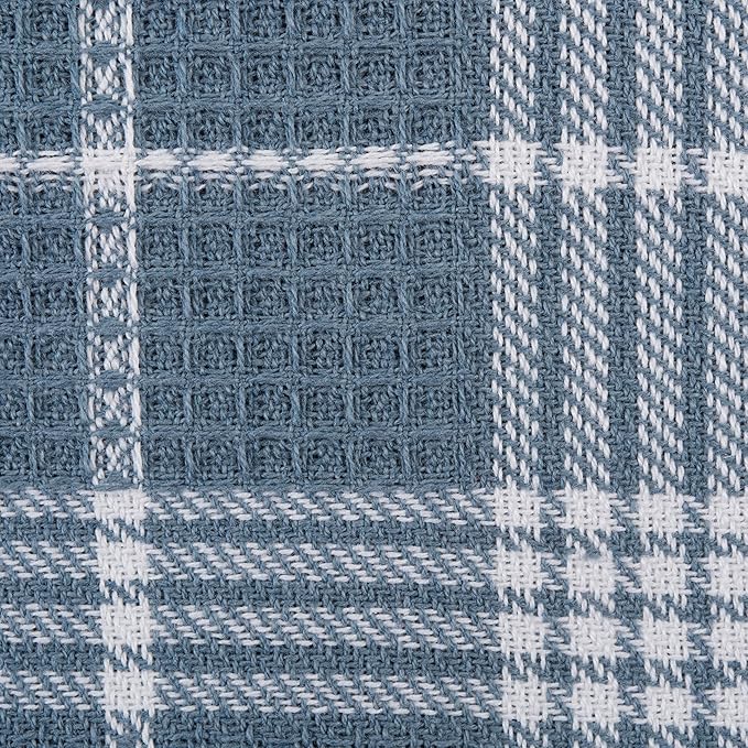 DII Waffle Weave Kitchen Collection100% Cotton, Machine Washable, Fast Drying and Absorbent, Dishcloth Set, 13x13, Blue 12 Piece