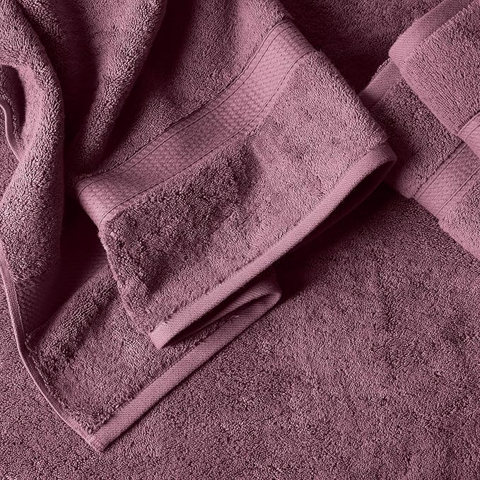 SUPERIOR Egyptian Cotton Pile 6 Piece Towel Set, Includes 2 Bath, 2 Hand, 2 Face Towels/Washcloths, Ultra Soft Luxury Towels, Thick Plush Essentials, Guest Bath, Spa, Hotel Bathroom, Plum