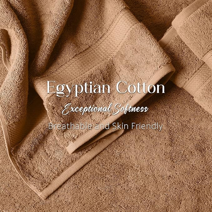 SUPERIOR Egyptian Cotton Pile 6 Piece Towel Set, Includes 2 Bath, 2 Hand, 2 Face Towels/Washcloths, Ultra Soft Luxury Towels, Thick Plush Essentials, Guest Bath, Spa, Hotel Bathroom, Rust