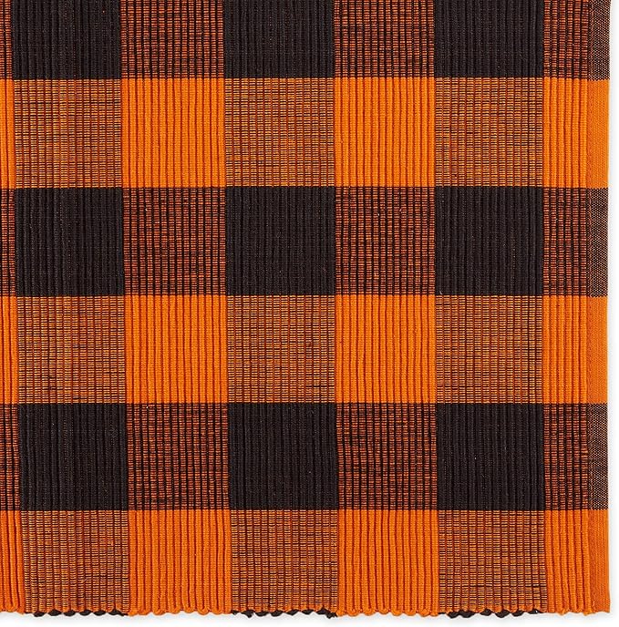 DII Buffalo Check Collection, Classic Farmhouse Tabletop Set, Placemat Set, 13x19, Orange & Black, 6 Piece