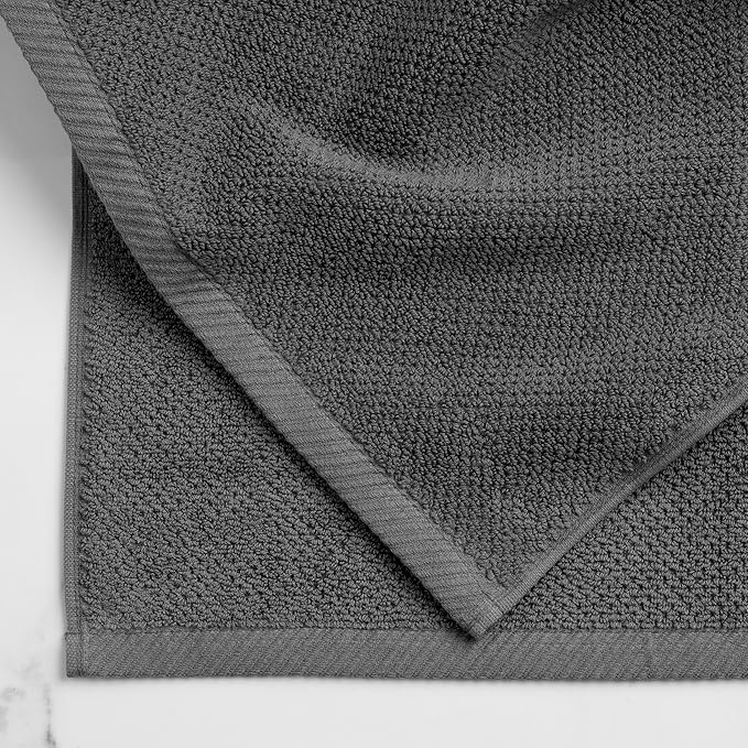 Welhome Franklin Premium 6 Pack Hand Towels Popcorn Textured Charcoal Bathroom Towels Hotel & Spa Towels for Bathroom Soft & Absorbent 600 GSM 100% Cotton Hand Towels