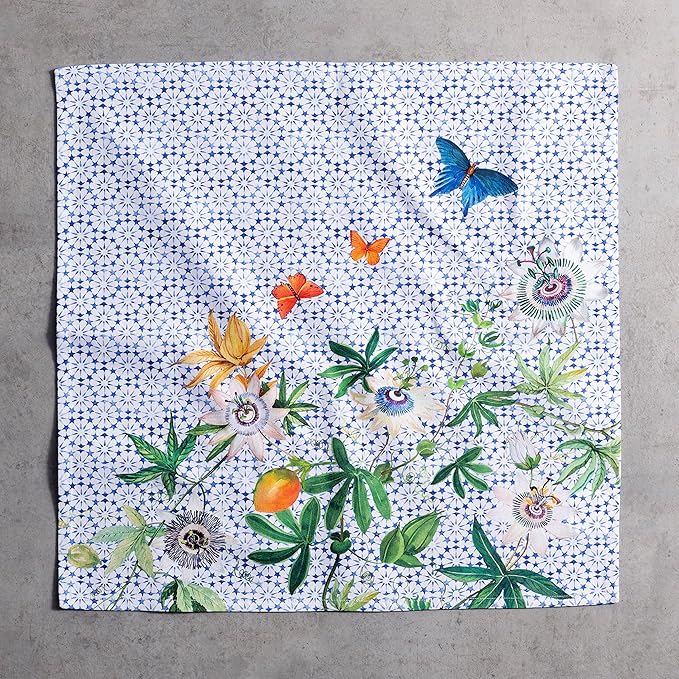 Maison d' Hermine Cloth Napkins Set of 4 100% Cotton Everyday Reusable Square Napkins Cloth Washable Dinner Party Wedding Restaurant Gifts for Mothers Day Spring/Summer (Passiflora, 20" x 20")