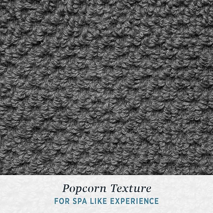 Welhome Franklin Premium 6 Pack Hand Towels Popcorn Textured Charcoal Bathroom Towels Hotel & Spa Towels for Bathroom Soft & Absorbent 600 GSM 100% Cotton Hand Towels