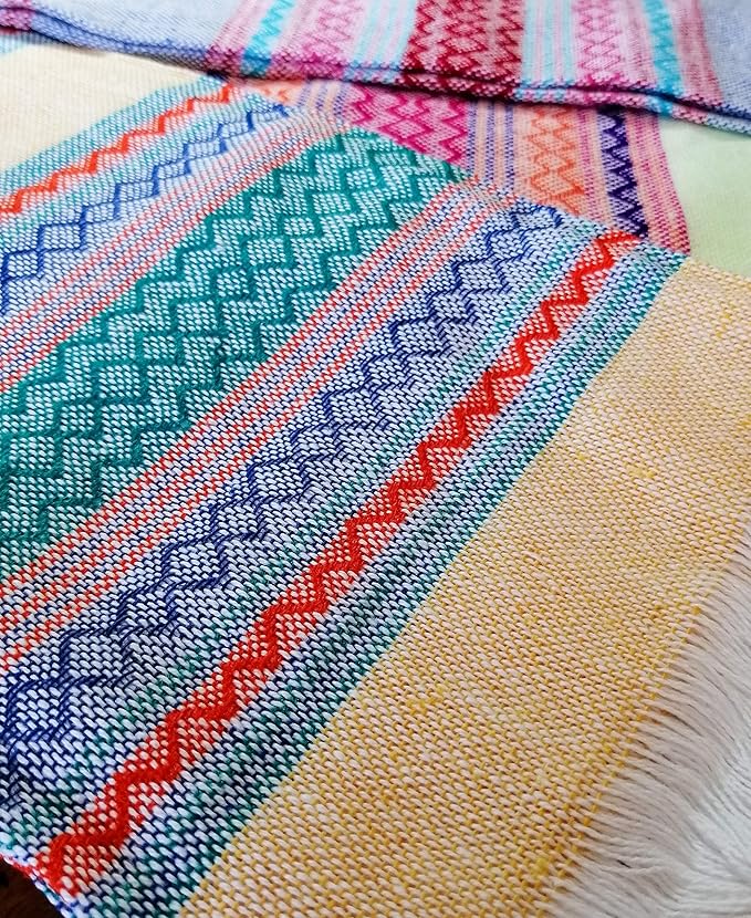 Jacq & Jürgen – Set of 6 Colorful Cotton Cloth Napkins – 22"x18" – Multicolor Inca Pattern – Dinner Table Linens or Tortilla Warmer Cloths