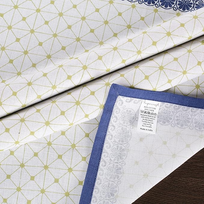 FINGERCRAFT Cloth Napkins, Set of 4 Cotton Linen Blend Printed Dinner Napkins Cloth Mitered Corner Perfect for Parties Dinners Weddings Cocktail Christmas Easter 20x20 Lemon Leaf