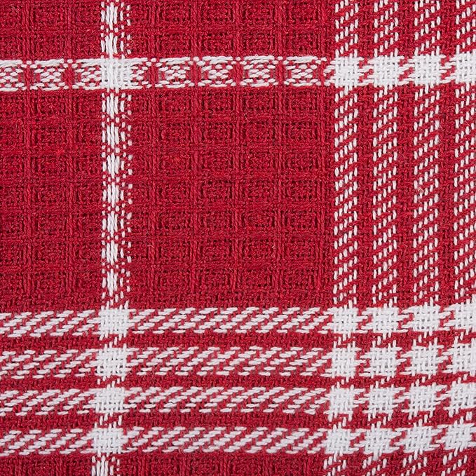 DII Waffle Weave Kitchen Collection, 100% Cotton, Dishcloth Set, Red 12 Piece