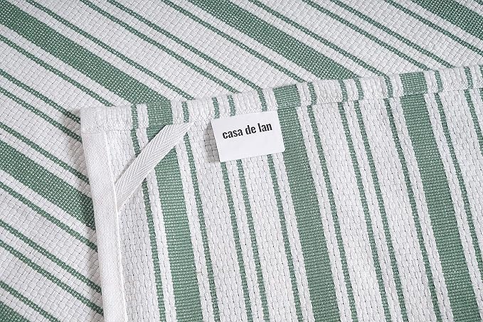 Kitchen Towels Set – Pack of 6 (20’’ x 30’’) Extra Large Premium Cotton Dish Towels for Kitchen – Basket Weave Towels – Absorbent – 100% Cotton – with Hanging Loop – Green