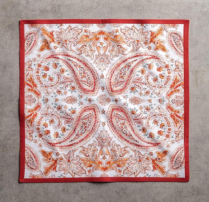 Maison d' Hermine Cloth Napkins Set of 4 100% Cotton for Thanksgiving Christmas Decorations Everyday Reusable Square Fall Napkins Cloth Washable Dinner Party (Orient, 20"x20")