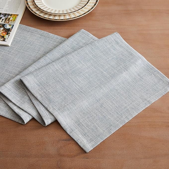 ZeeMart Rustic Cotton Linen Table Runner, 13x48 Inches Blue, Farmhouse Style Dusty Blue Table Runners 48 Inches Long, Washable Kitchen Dining Table Decoration for Home Party Decor