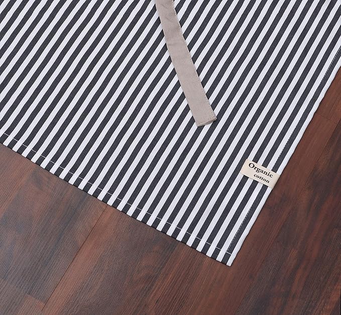 AMOUR INFINI Cotton Aprons for Women with Pockets Adjustable Strap and Waist Ties Printed Reusable Aprons for Baking, Cooking, Gardening (27.5 x 33 Inches - Charcoal)