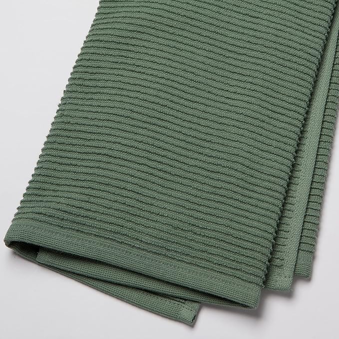 Now Designs Ripple Cotton Dish Towel Elm Green 18 x 28in, Set of 2