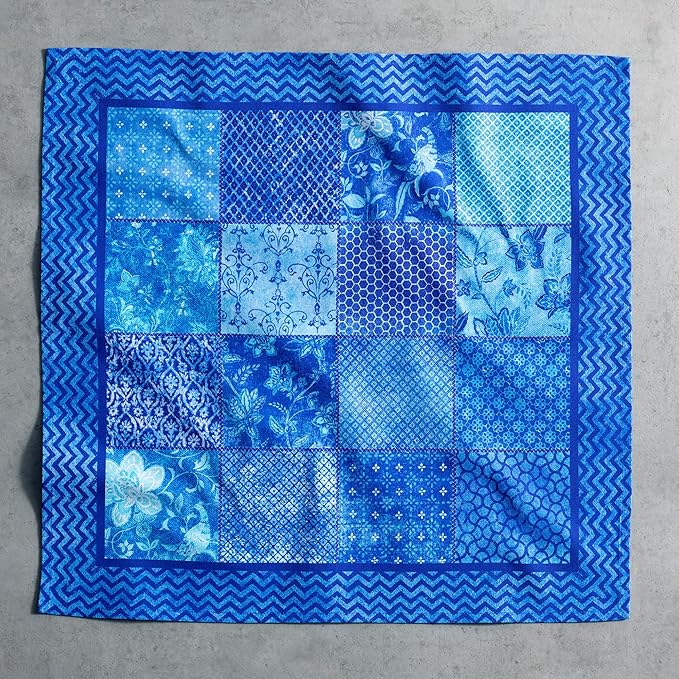 Maison d' Hermine Cloth Napkins Set of 4 100% Cotton Everyday Reusable Square Napkins Cloth Washable Dinner Party Wedding Restaurant Gifts for Mothers Day Spring/Summer (Indigo Love, 20" x 20")