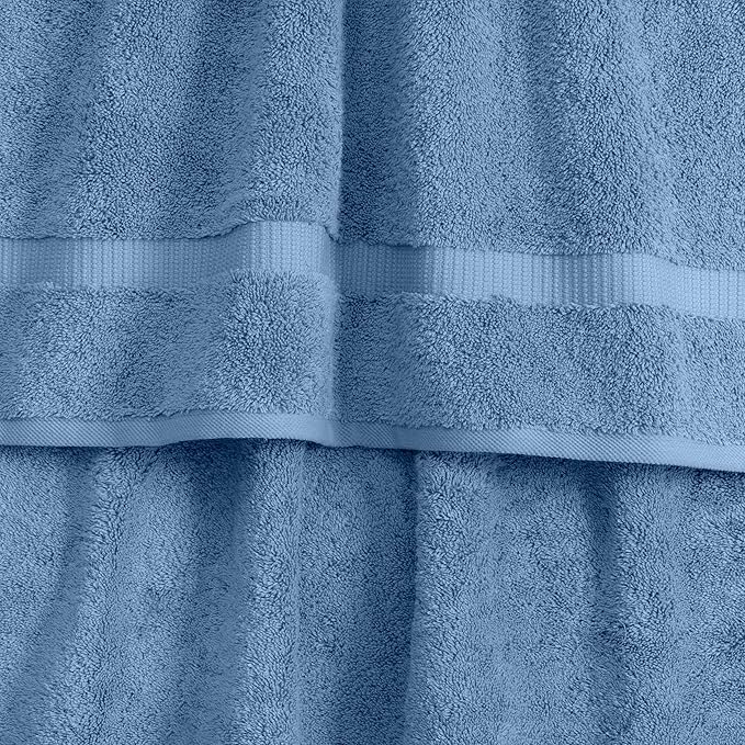 SALBAKOS 100% Turkish Cotton 6-Piece Towel Set | Premium Quality Hotel & Spa Collection | Ultra Soft, Super Absorbent 2 Washcloth, 2 Hand, 2 Bath Towels Sets | Made in Turkey (Blue, 6 Piece Towel Set)