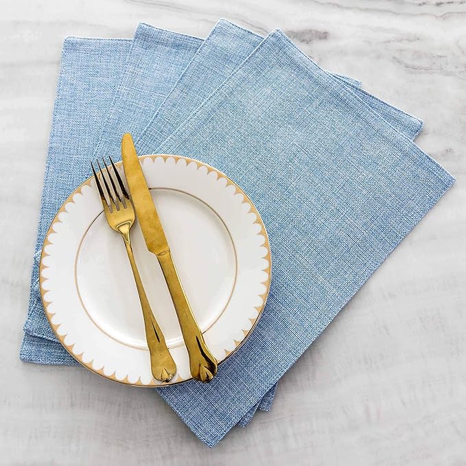 Home Brilliant Placemats Table Mat Set of 6 Heat Resistant Dining Place Mats for Kitchen Restaurant Wedding Holiday Celebration, Blue