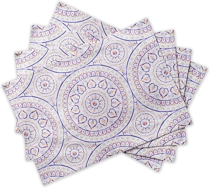 Maison d' Hermine Placemats Set of 4 100% Cotton Washable Cloth Place Mats Reusable Table Mats for Kitchen Dining Party Wedding Gifts for Mothers Day Spring/Summer (Mandala, 13" x 19")