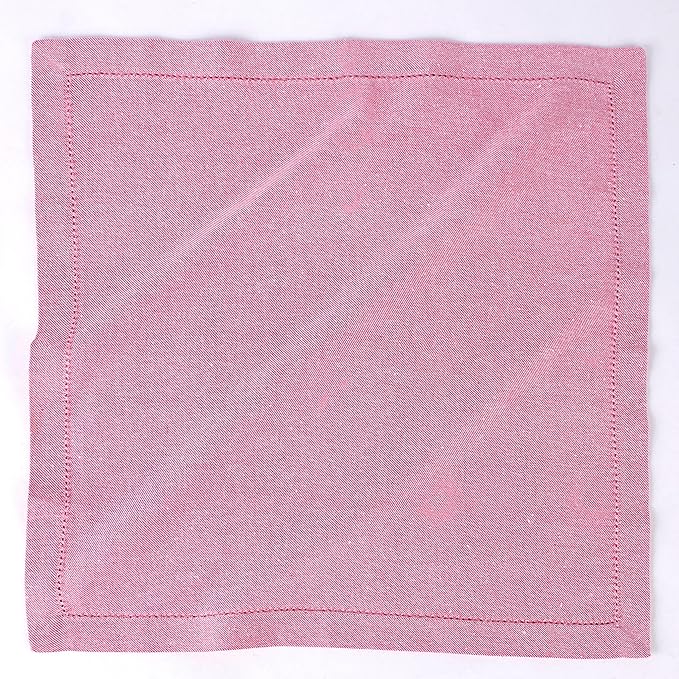 Fingercraft Cloth Napkins, Dual Color Hemstitched Design Dinner Napkins, Everyday Use,Premium Quality Cotton Napkins Perfect for Parties Dinners Weddings Christmas Set of 12, 20 inch Rose White