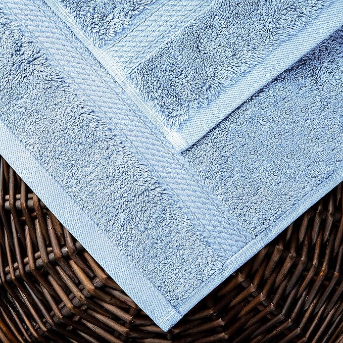 SUPERIOR Egyptian Cotton Pile 10 Piece Towel Set, Includes 2 Bath, 4 Hand, 4 Face Towels/Washcloths, Ultra Soft Luxury Towels, Thick Plush Essentials, Guest Bath, Spa, Hotel Bathroom, Light Blue
