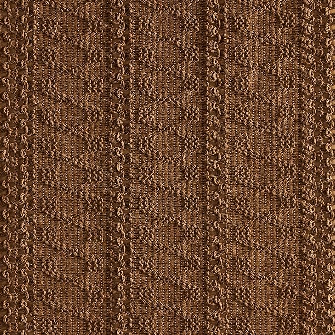 ZeeMart Macrame Style Boho Table Runner, Brown Table Runners 36 Inches Long, Farmhouse Woven Home Decor, 12x36 Inch, Caramel