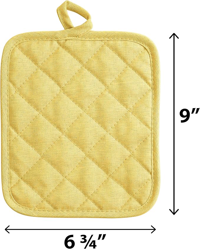 American Linen Pot Holders, Hot Pads, Table Pads for Kitchen and Dining Table, Non Slip Heat Resistant Hot Pot Holder (Sunshine, 4 Pack)