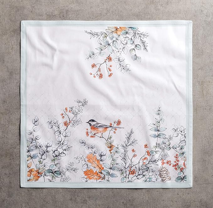 Maison d' Hermine Cloth Napkins Set of 4 100% Cotton for Thanksgiving Christmas Decorations Everyday Reusable Square Fall Napkins Cloth Washable Dinner Party (Whitish Shabby Chique, 20"x20")