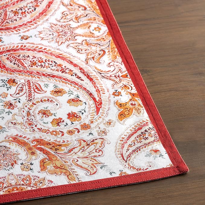 Maison d' Hermine Placemats Set of 4 100% Cotton Washable Cloth Place Mats, Reusable Table Mats for Thanksgiving Christmas Decorations Kitchen Dining Party Wedding Restaurant (Orient, 13" x 19")