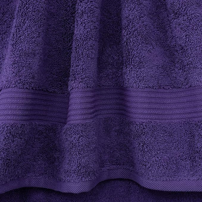 Cotton Paradise 100% Cotton Turkish Washcloth Set for Bathroom, 4 Piece Soft Absorbent Small Towels Wash Rags, Purple
