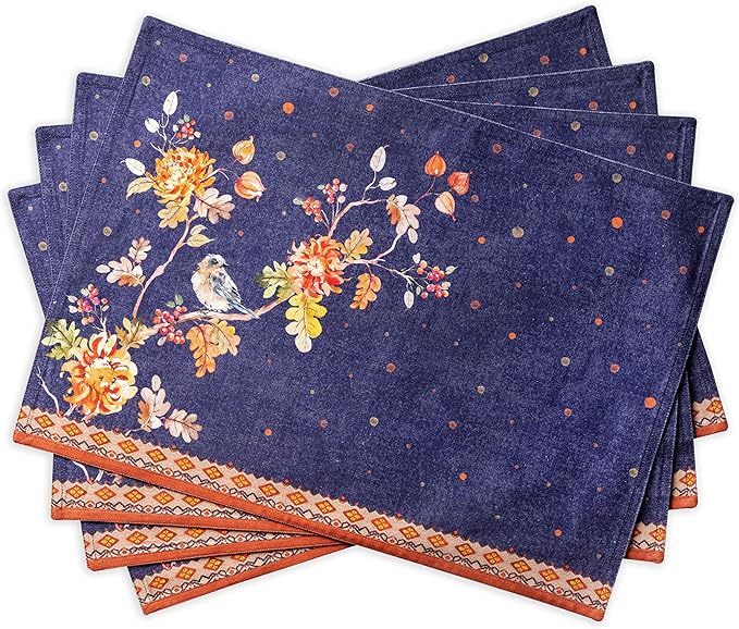 Maison d' Hermine Placemats Set of 4 100% Cotton Washable Cloth Place Mats, Reusable Table Mats for Thanksgiving Christmas Decorations Kitchen Dining Party Wedding (Kelim - Infinity, 13" x 19")