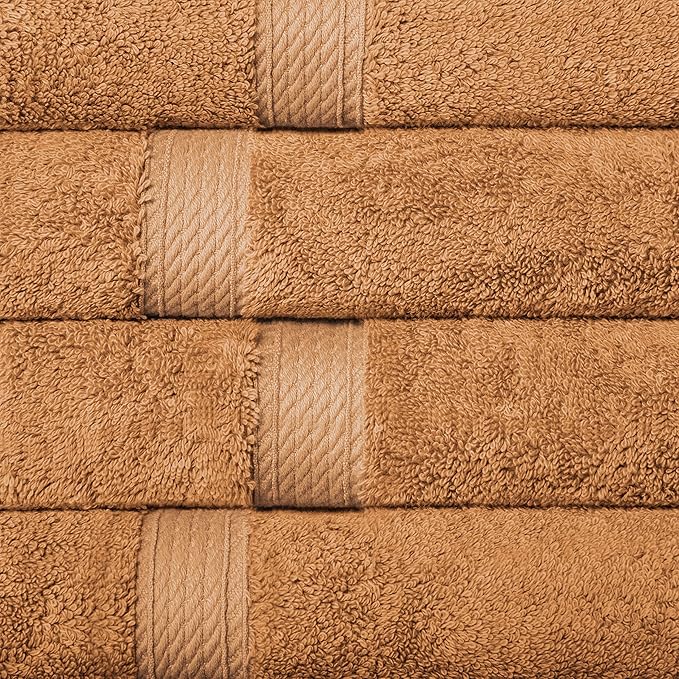 SUPERIOR Egyptian Cotton Pile 10 Piece Towel Set, Includes 2 Bath, 4 Hand, 4 Face Towels/Washcloths, Ultra Soft Luxury Towels, Thick Plush Essentials, Guest Bath, Spa, Hotel Bathroom, Rust
