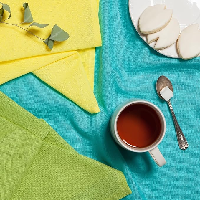 Now Designs Floursack Kitchen Dish Towels,Cotton, Chartreuse/Turquoise/Leaf 20 x 30in, Small, Set of 3