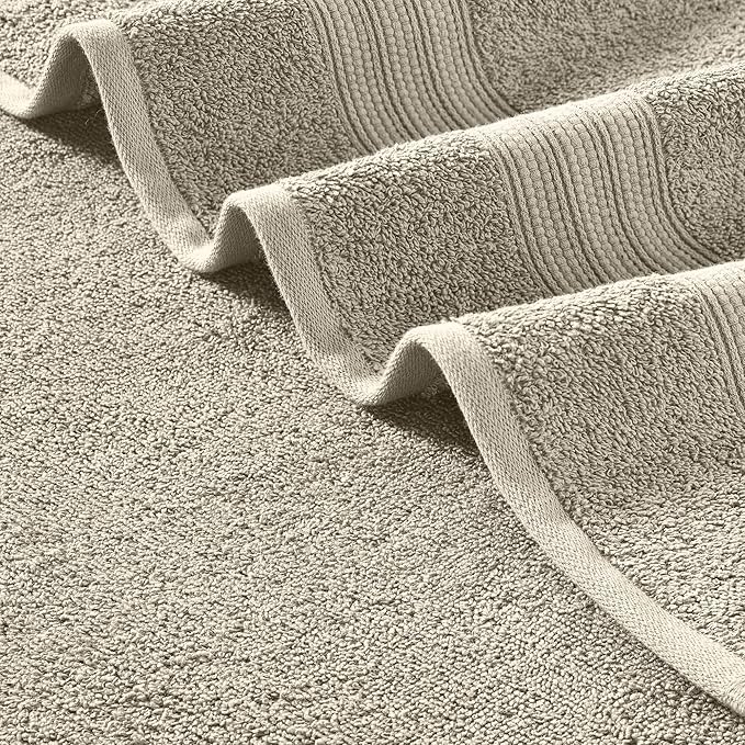 Modern Threads Amaris 6-Piece Reversible Yarn Dyed Jacquard Towel Set - Bath Towels, Hand Towels, & Washcloths - Super Absorbent & Quick Dry - 100% Combed Cotton, Khaki