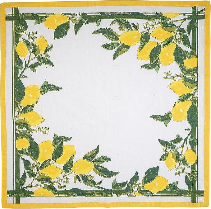 FINGERCRAFT Cloth Napkins, Set of 4 Cotton Linen Blend Printed Dinner Napkins Cloth Mitered Corner Perfect for Parties Dinners Weddings Cocktail Christmas Easter 20x20 Lemon Print