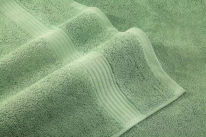 American Veteran Towel, 6 Piece Towel Set for Bathroom, 100% Cotton Turkish Bathroom Towels, 2 Bath Towels 2 Hand Towels 2 Washcloths, Sage Green