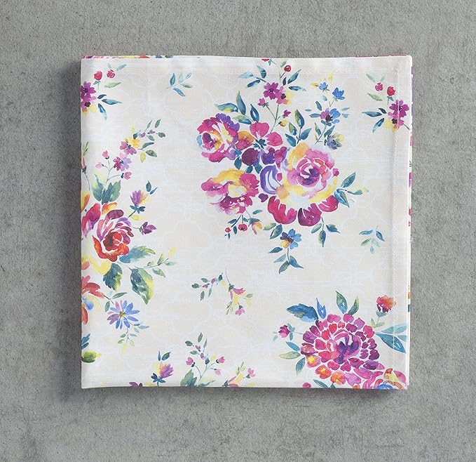 Maison d' Hermine Cloth Napkins Set of 4 100% Cotton Everyday Reusable Square Napkins Cloth Washable Dinner Party Wedding Restaurant Gifts for Mothers Day Spring/Summer (Rose Garden, 20" x 20")