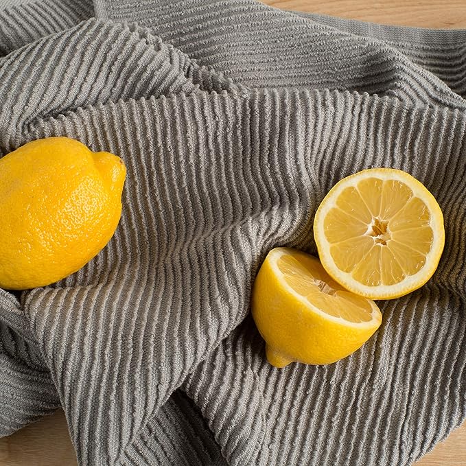Now Designs 197422aa Ripple Kitchen Towel, Set of 2, London Grey