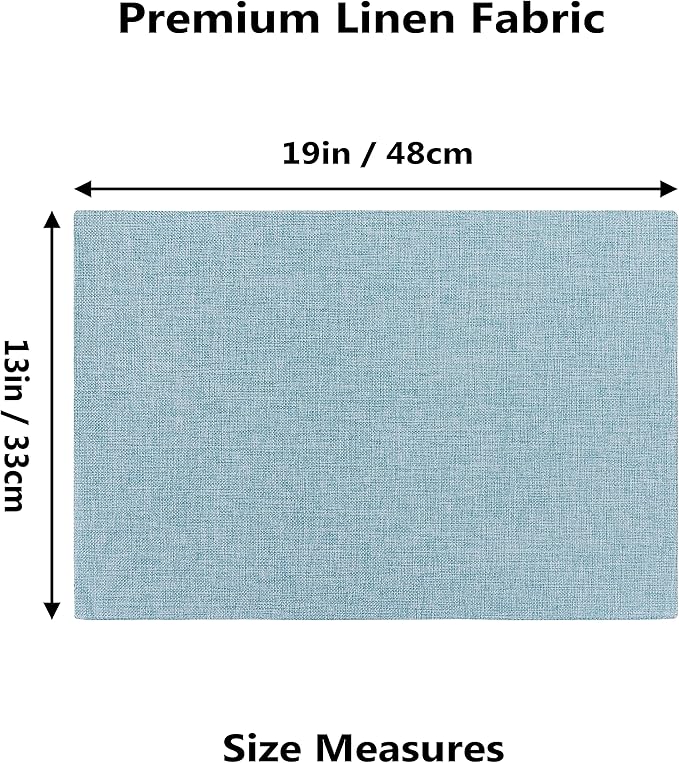 Home Brilliant Placemats Set of 6 Heat Resistant Dining Table Place Mats for Kitchen Table Party Decoration, 13 x 19 inches, Teal