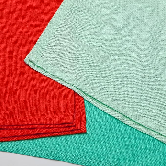Now Designs Floursack Kitchen Towels Quick Dry Cotton Hand Towel Set, 3 Count, Fiesta/Jade/Lucite, 20 x 30 in