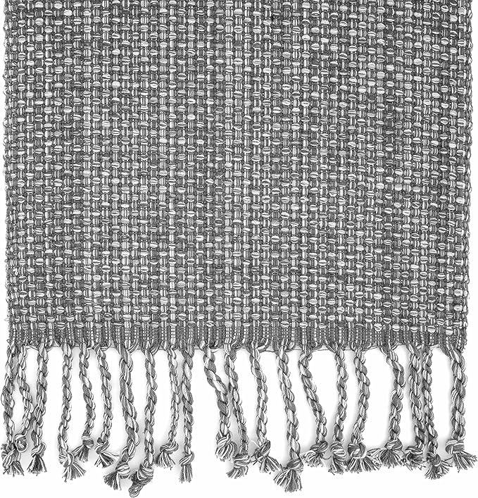 100% Cotton Table Runner for Dining Room Tables Rectangle Two Tone Woven Fabric 72" x 13" Soft Durable Table Runner, Gray