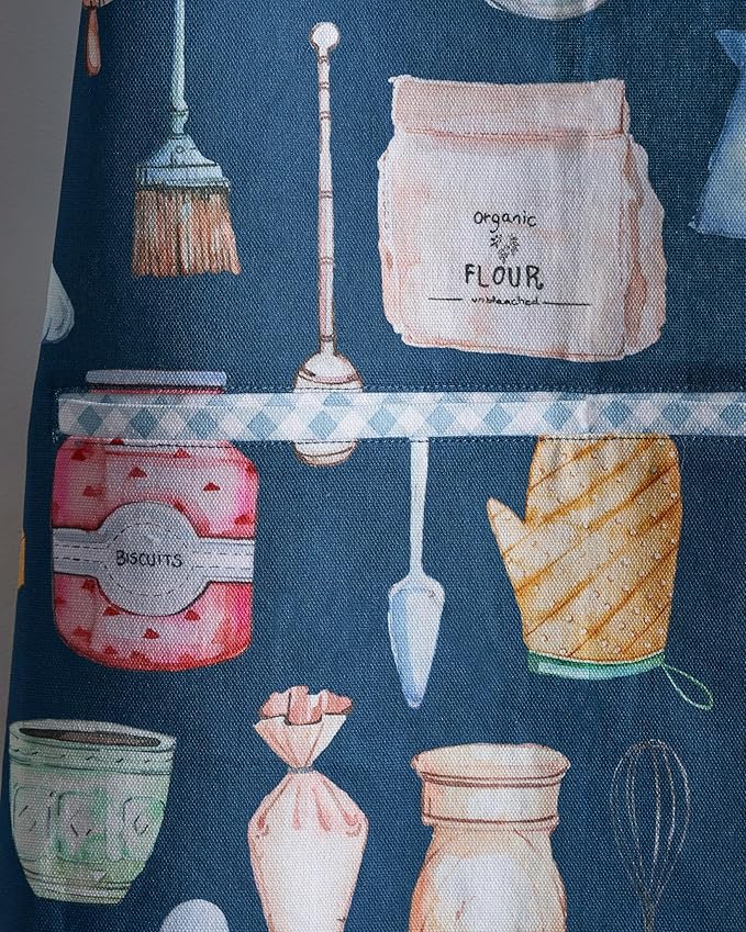 Maison d' Hermine 100% Cotton Apron for women with Pocket Kitchen Chef Apron for Men Cooking Mothers Day Gifts