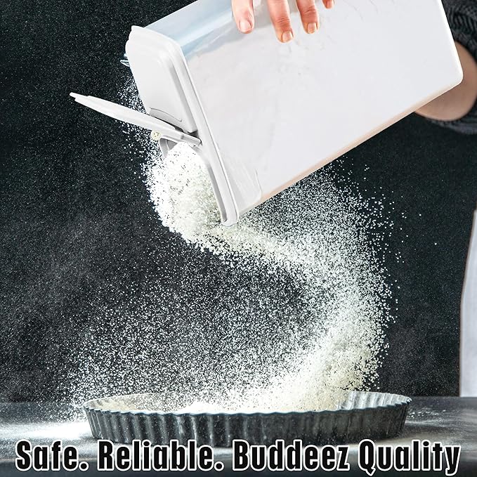 Buddeez All Purpose Kitchen Organization Bag in Storage Container for Cereal, Flour, Sugar, Rice, 4 QT, White Lid