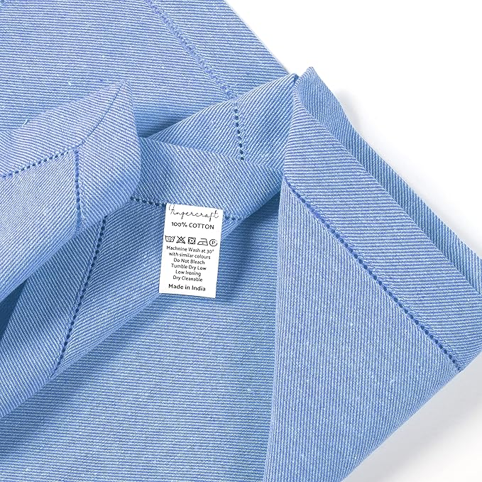 Fingercraft Cloth Napkins, Dual Color Hemstitched Design Dinner Napkins, Everyday Use,Premium Quality Cotton Napkins Perfect for Parties Dinners Weddings Christmas Set of 12, 20 inch Blue White