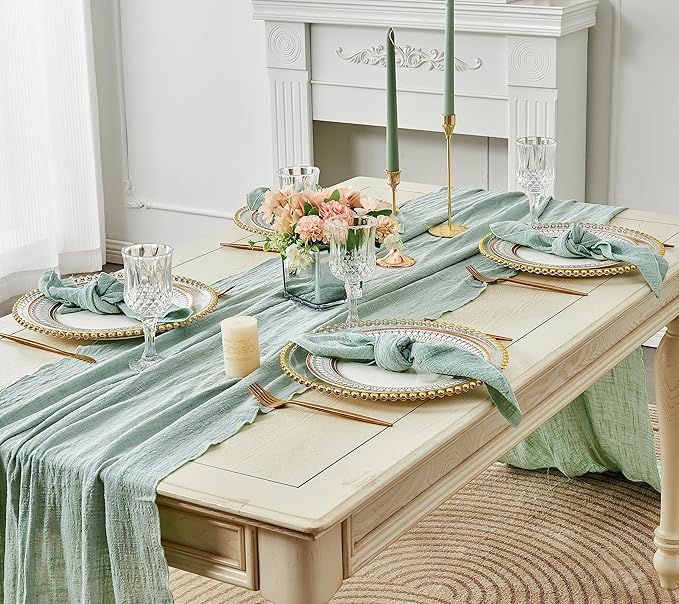Dinner Cloth Napkins 10 Pack,Green Cloth Napkin,Gauze Napkins 100% Natural Cotton,Washable Gauze Napkins Great for Weddings Decorative,Parties,Everyday Use,40 * 40cm (16 * 16inches),Light Green