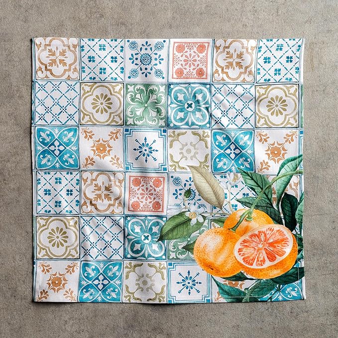 Maison d' Hermine Cloth Napkins Set of 4 100% Cotton Everyday Reusable Square Napkins Cloth Washable Dinner Party Wedding Restaurant Gifts for Mothers Day Spring/Summer (Agrume, 20" x 20")