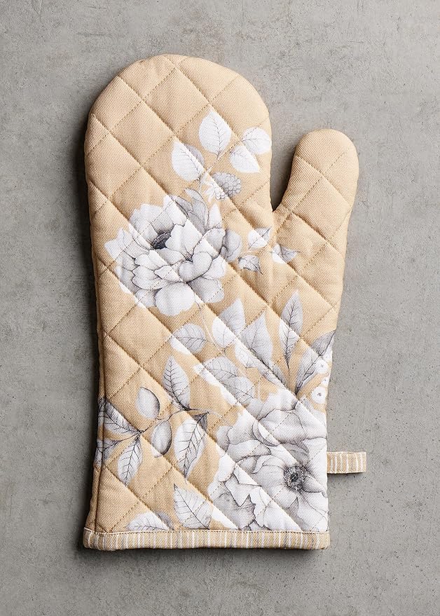 Maison d' Hermine Oven Gloves 100% Cotton Oven Mitt 7" x 13" with Loop Heat Resistant BBQ Cooking Gloves for Thanksgiving Christmas Decorations Baking Handling Hot Pans (Pack of 1, Pretty Autumn)