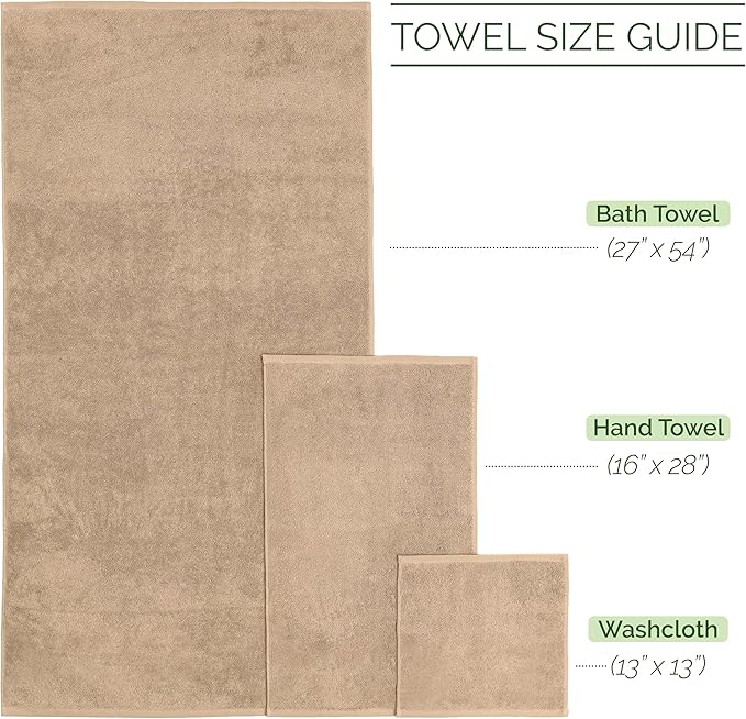 Elegant Comfort Luxury 6-Piece 100% Turkish Cotton Jacquard Braided Textured Premium Hotel Quality Towel Set– Soft and Absorbent, Includes 2 Bath Towels, 2 Hand Towels and 2 Washcloths, Taupe