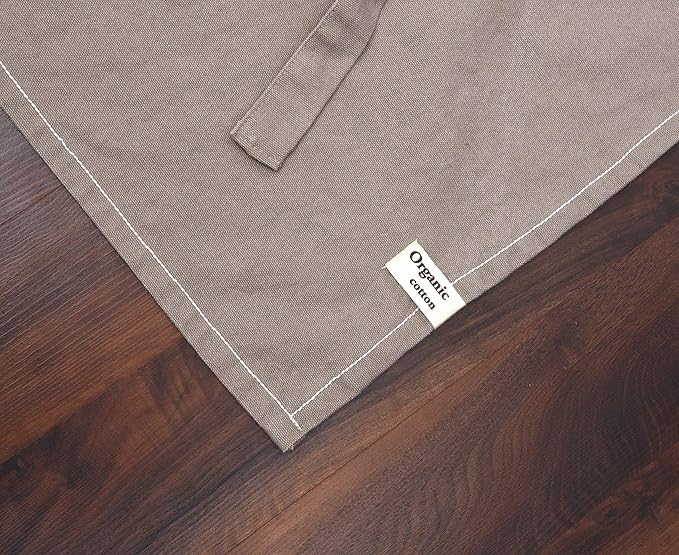 AMOUR INFINI Cotton Solid Aprons for Women with Pocket, Adjustable Strap and Waist Ties Washed Chef Aprons for Cooking, Baking and Gardening (27.5x33 Inches - Beige)